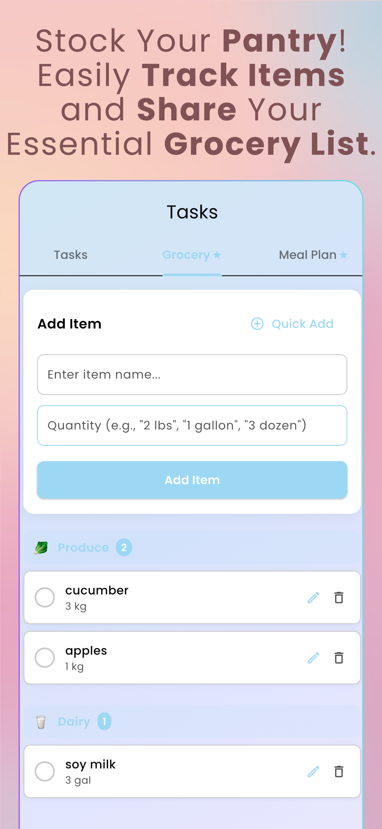 Leny Grocery List Screenshot