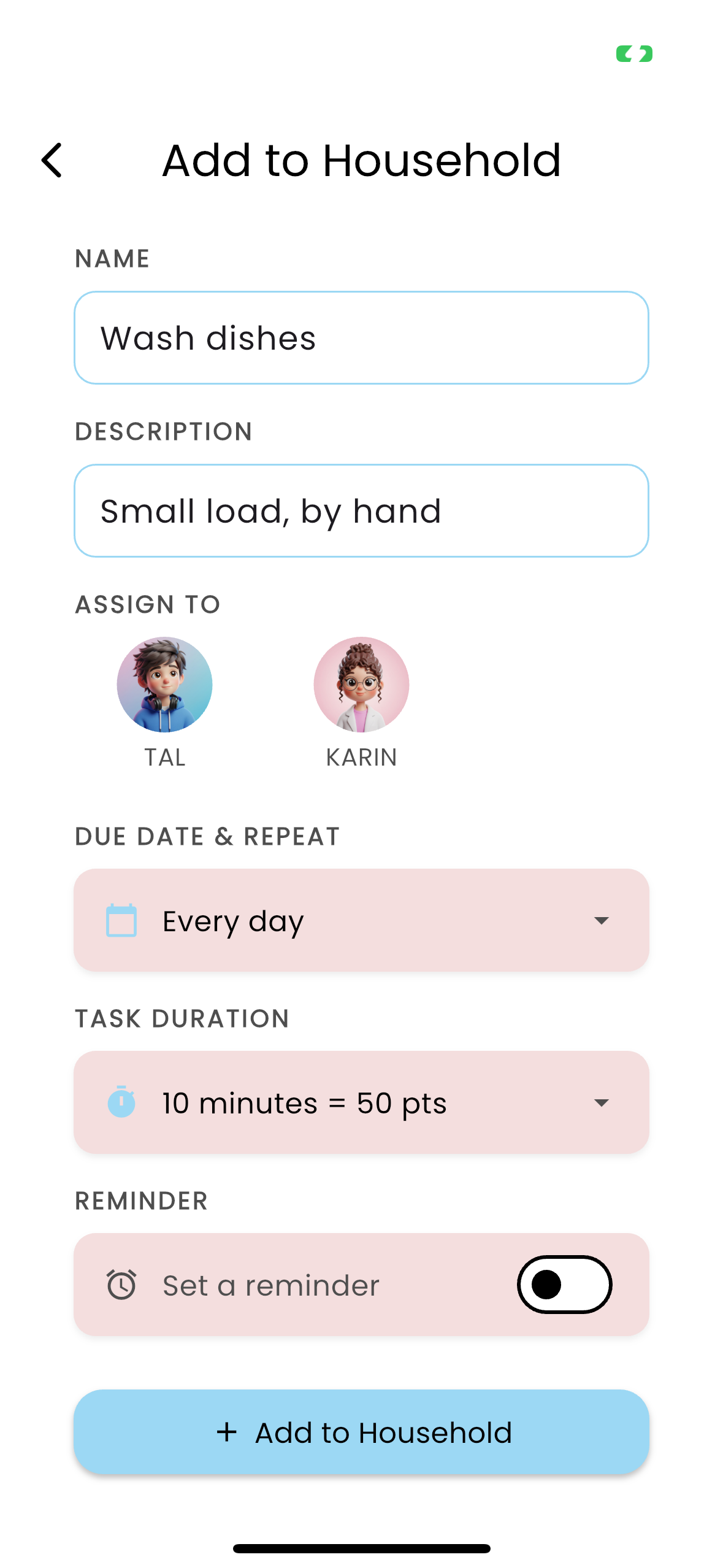 Screenshot showing how to add a suggested task.