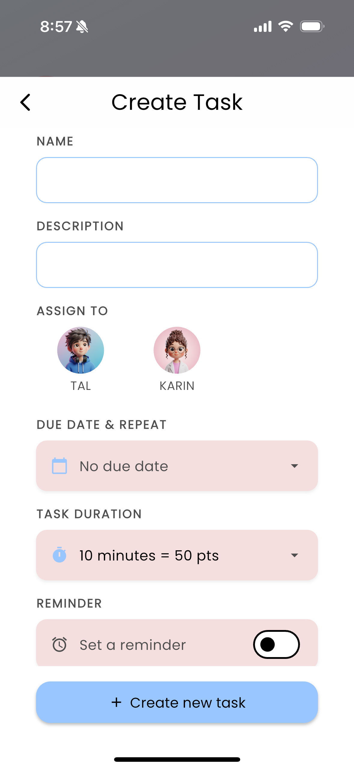 Screenshot of the Add Task button.