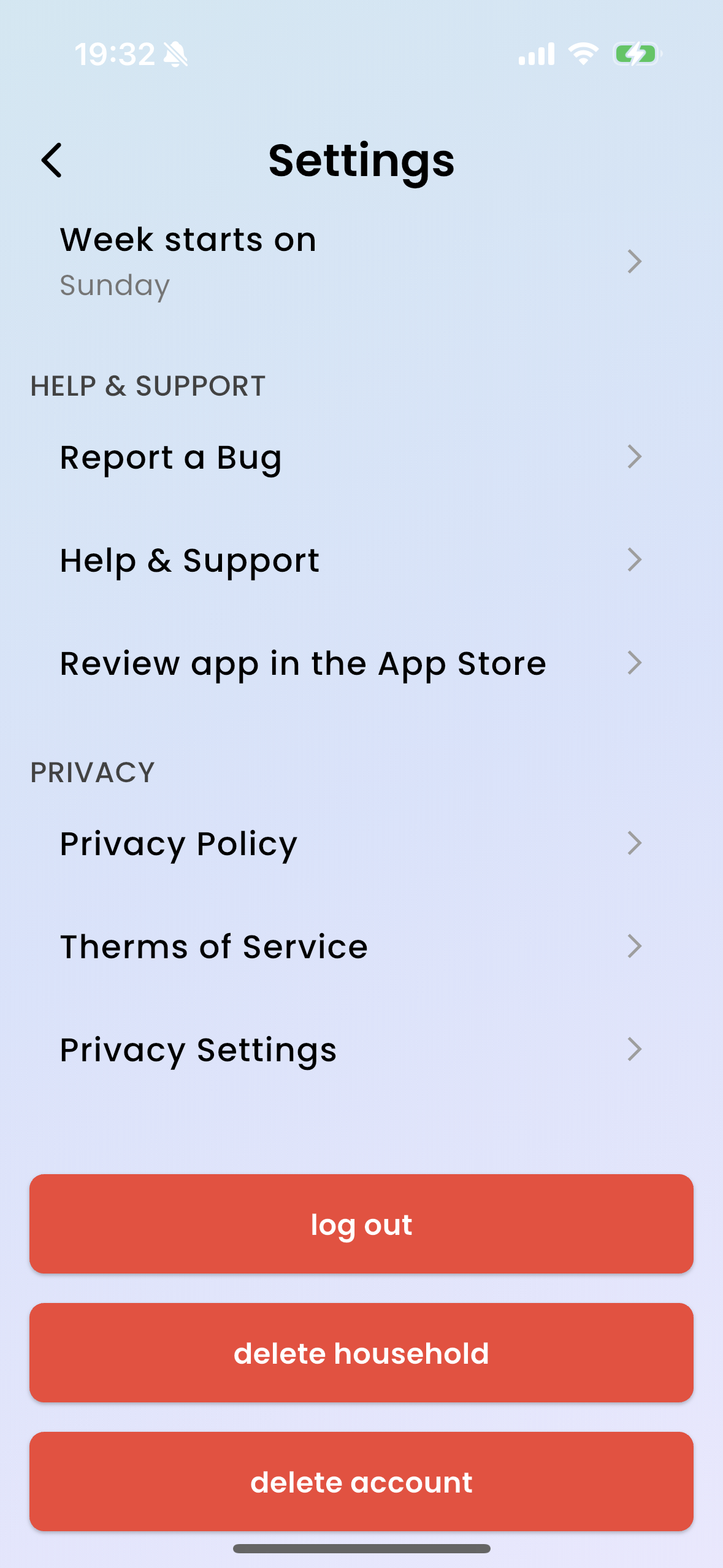 Screenshot of account deletion options.