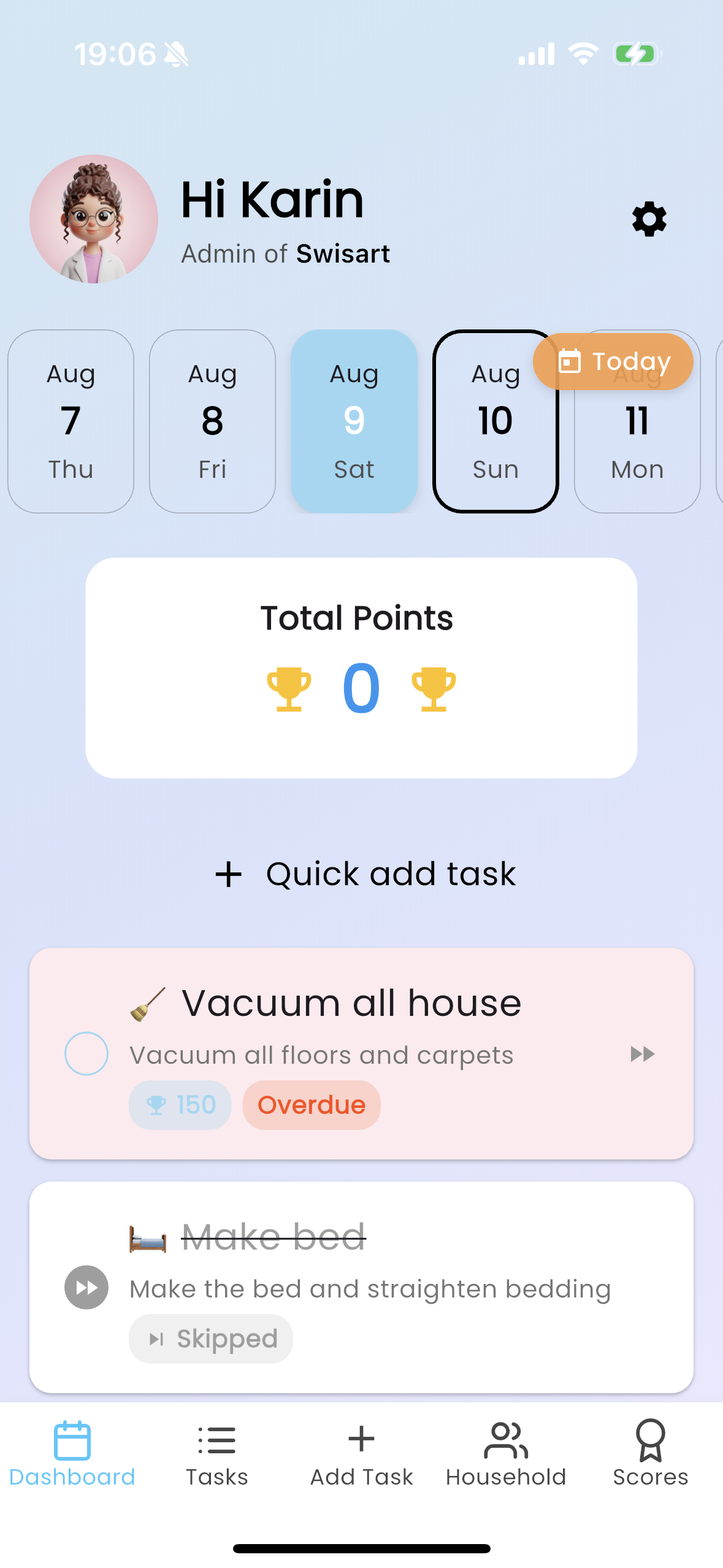 Screenshot of an overdue task with the overdue pill.